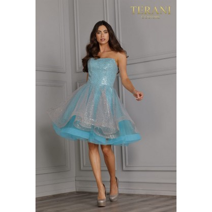 Terani Couture Strapless Short Prom Dress 2111P4245